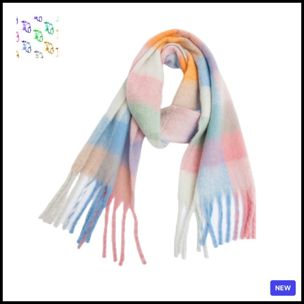 Oversized Chunky Plaid Scarf Soft Thick Warm Shawl Elegant Winter Accessory